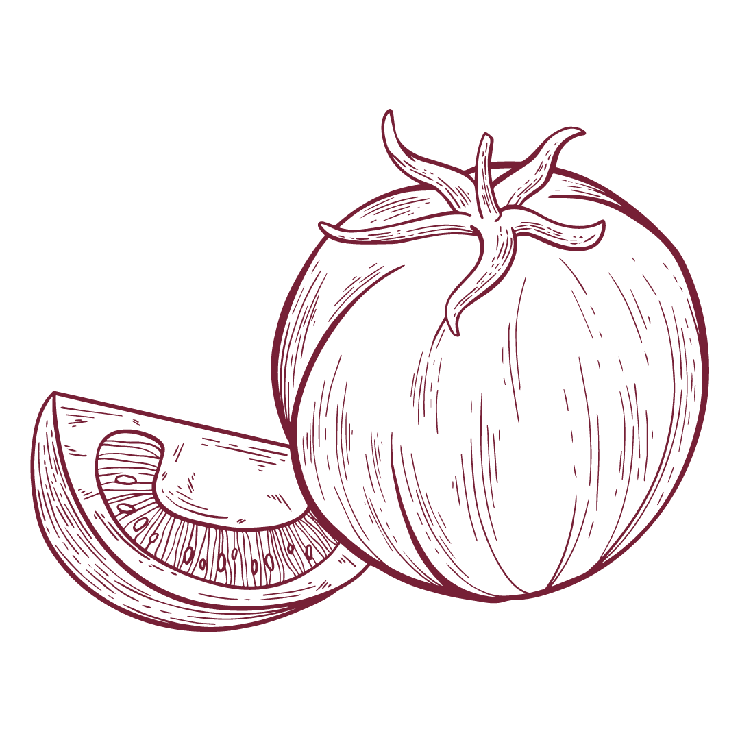 Viel Obst und Gemüse in der Hashimoto Ernährung: Grafik einer Tomate